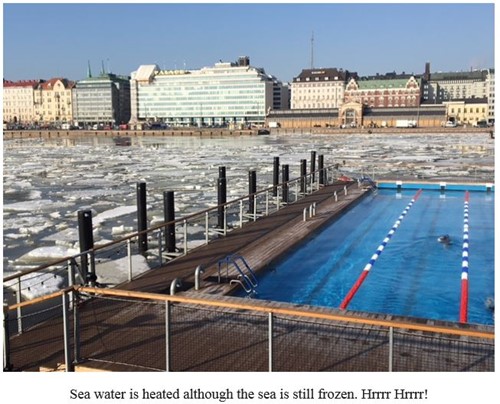 Swimming pool next to a frozen sea