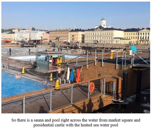 Sauna and pool across from market square