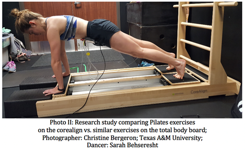 A dancer doing pilates on the corealign machine